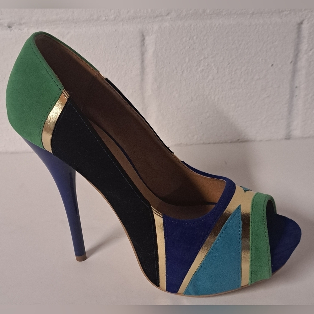 Qupid Heels Pumps Shoes Stilettos " Blue Velvet" New